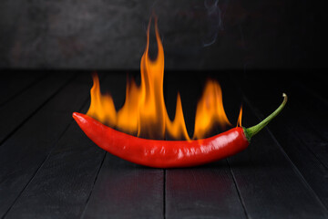 Papier peint photo Piments forts Piments rouges en flammes brûlantes  © WIROT