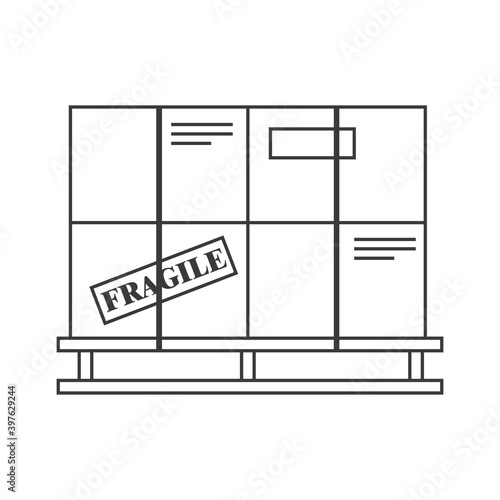 Boxes on a pallet line icon illustration for logistics. Vector design on white background.