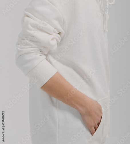 sweatshirt long female hands pocket elastic bands