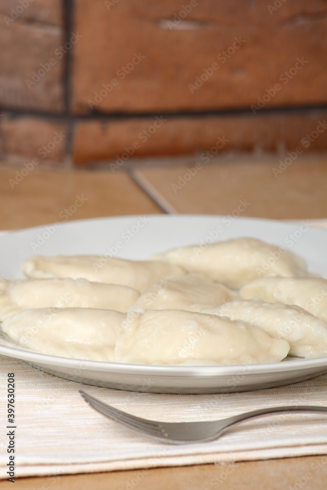 Cooked Dumplings on plate Cooked Dumplings on plate