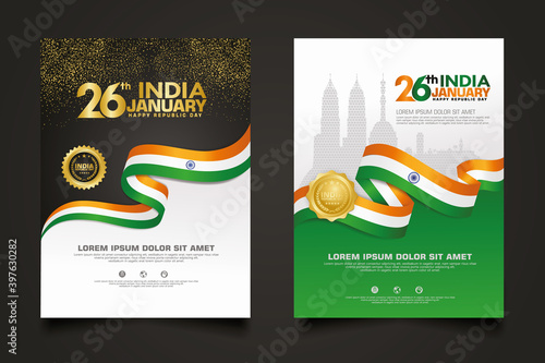 set poster promotions India happy Republic Day background template