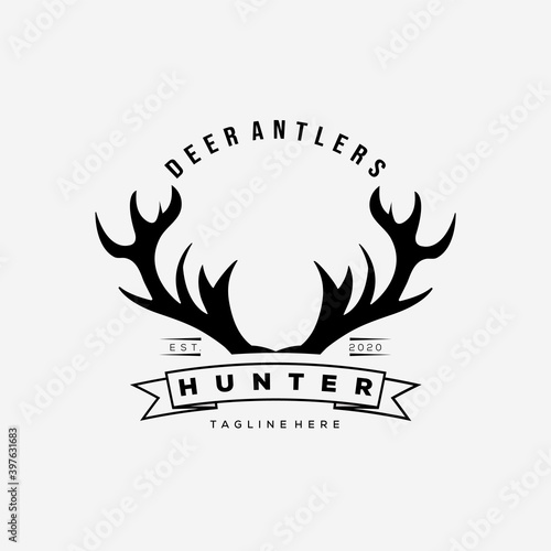 deer antlers or stag horn logo vector illustration design