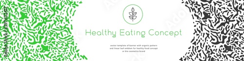 Banner organic ingredients, template design for healthy food concept, vegetarian food banner for eco store and market, eco-friendly background, green thinking concept, environmentally friendly banner.