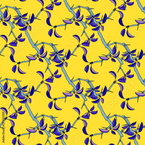 Blackthorn branches seamless pattern. Vector stock illustration eps10.