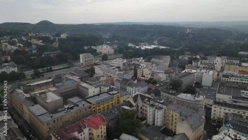Panoramic aerial view of summer landscape of Czech city of Ostrava on a cloudy day, Moravian-Silesian Region Panoramic aerial view of summer landscape of Czech city of Ostrava on a cloudy day, Moravian-Silesian Region