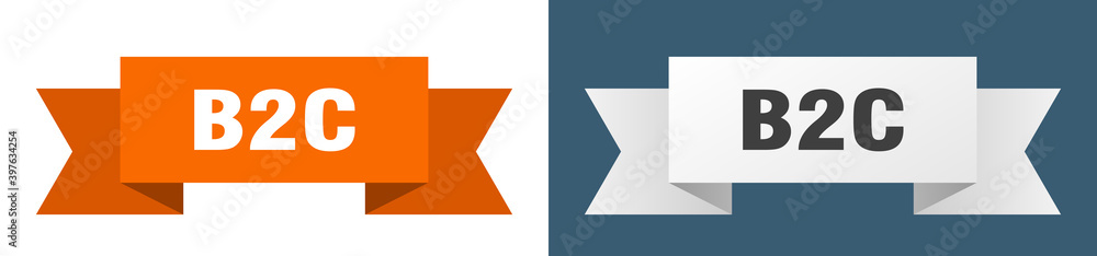 b2c ribbon. b2c isolated paper sign. banner b2c ribbon. b2c isolated paper sign. banner