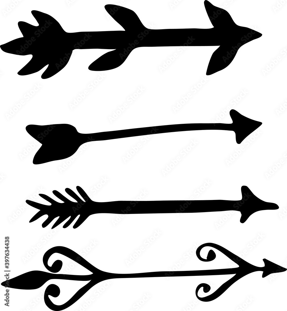 vector arrow,carved, design wrought , carved arrows, arrows winding, vectors, illustration