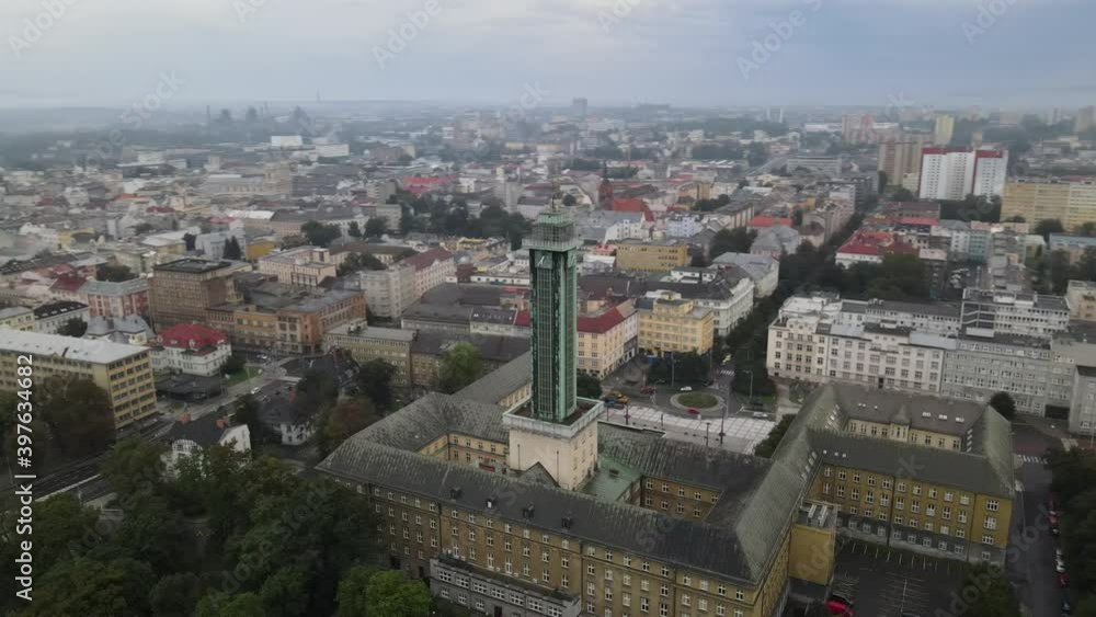 Panoramic aerial view of summer landscape of Czech city of Ostrava on a cloudy day, Moravian-Silesian Region Panoramic aerial view of summer landscape of Czech city of Ostrava on a cloudy day, Moravian-Silesian Region