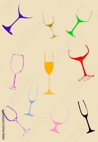 Wine glasses. Vector illustration on the background