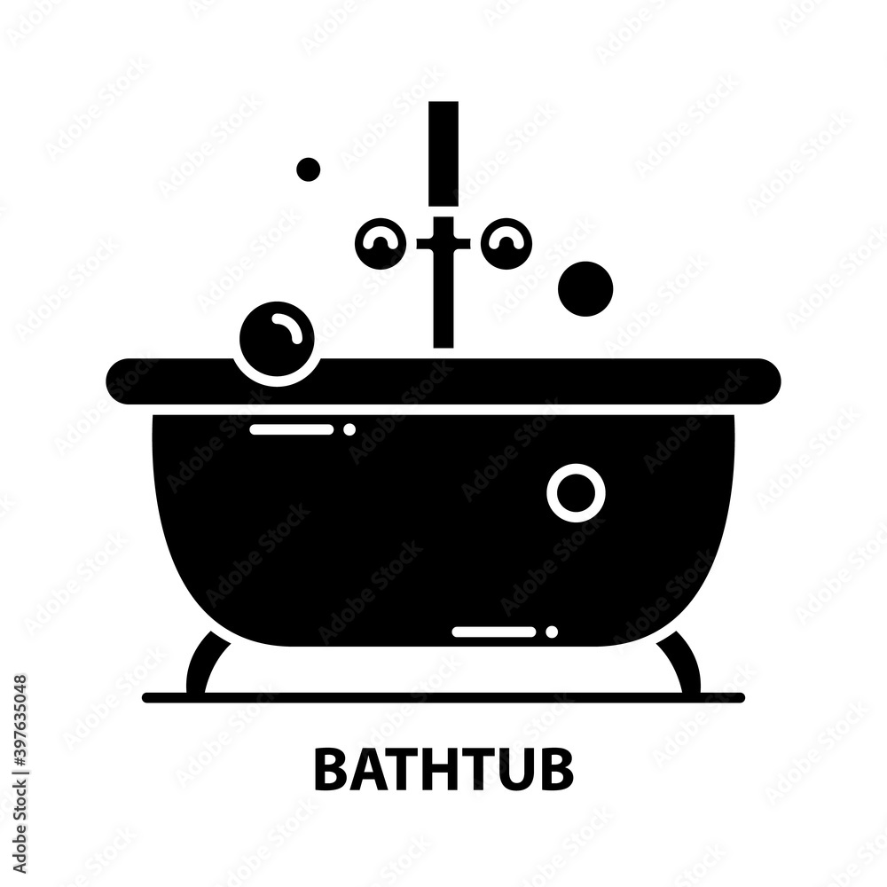 bathtub icon, black vector sign with editable strokes, concept illustration bathtub icon, black vector sign with editable strokes, concept illustration