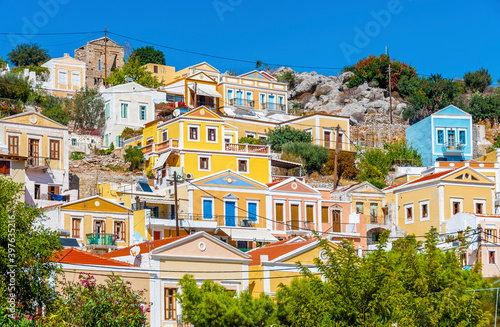 Symi Island street view in Greece.