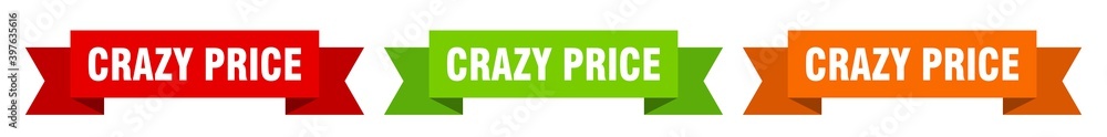 crazy price ribbon. crazy price isolated paper sign. banner crazy price ribbon. crazy price isolated paper sign. banner