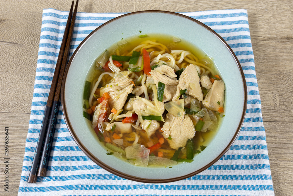 Soupe ramen (bouillon au poulet et nouilles japonaises) Soupe ramen (bouillon au poulet et nouilles japonaises)