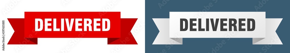 delivered ribbon. delivered isolated paper sign. banner delivered ribbon. delivered isolated paper sign. banner