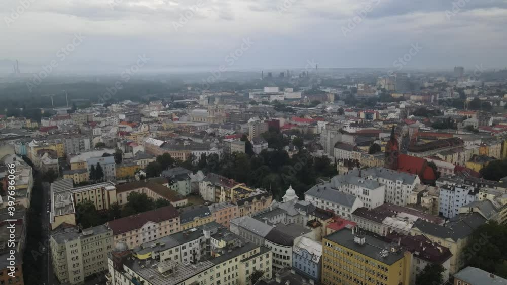 Panoramic aerial view of summer landscape of Czech city of Ostrava on a cloudy day, Moravian-Silesian Region Panoramic aerial view of summer landscape of Czech city of Ostrava on a cloudy day, Moravian-Silesian Region
