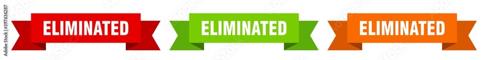 eliminated ribbon. eliminated isolated paper sign. banner eliminated ribbon. eliminated isolated paper sign. banner