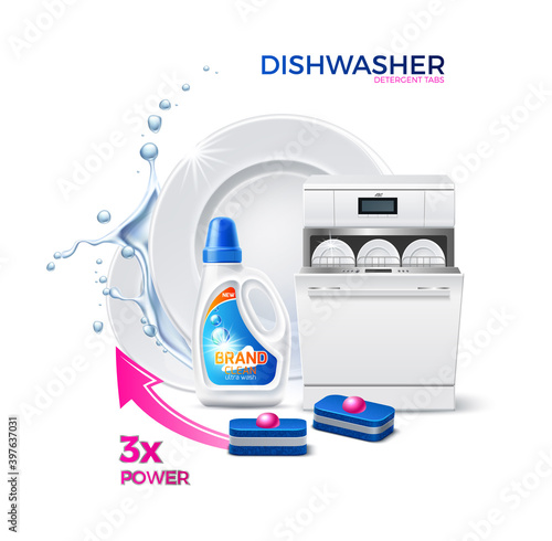 Vector realistic dishwasher tabs ad template a