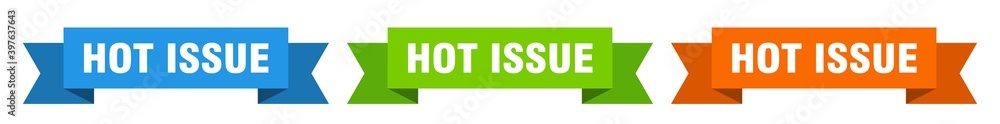 hot issue ribbon. hot issue isolated paper sign. banner hot issue ribbon. hot issue isolated paper sign. banner