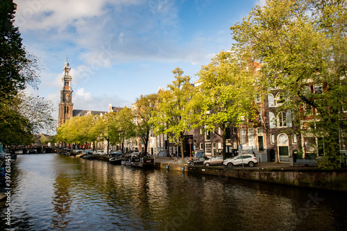 City Amsterdam in Autumn between canals