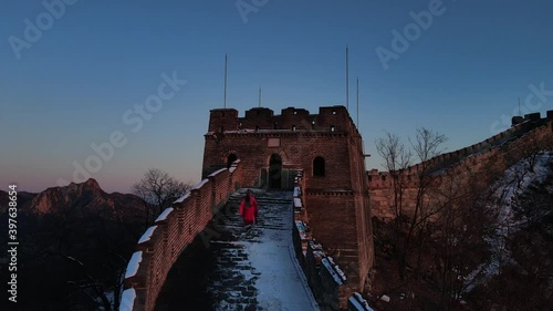 Aerial photography of the ancient Great Wall of China