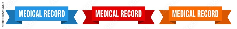 medical record ribbon. medical record isolated paper sign. banner medical record ribbon. medical record isolated paper sign. banner