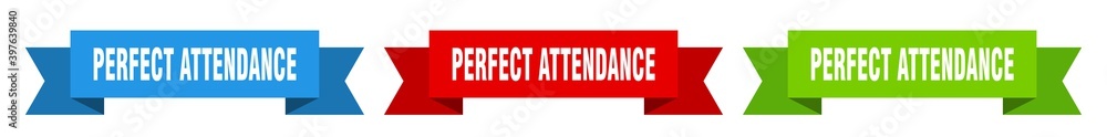 perfect attendance ribbon. perfect attendance isolated paper sign. banner perfect attendance ribbon. perfect attendance isolated paper sign. banner