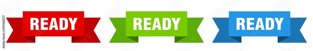 ready ribbon. ready isolated paper sign. banner ready ribbon. ready isolated paper sign. banner