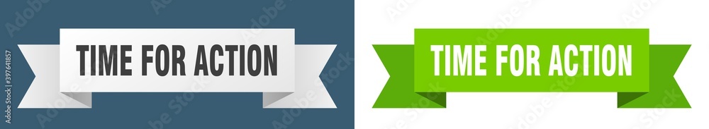 time for action ribbon. time for action isolated paper sign. banner time for action ribbon. time for action isolated paper sign. banner