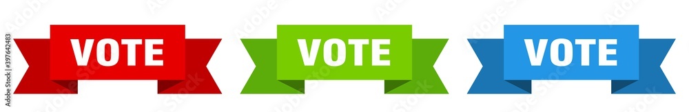 vote ribbon. vote isolated paper sign. banner vote ribbon. vote isolated paper sign. banner