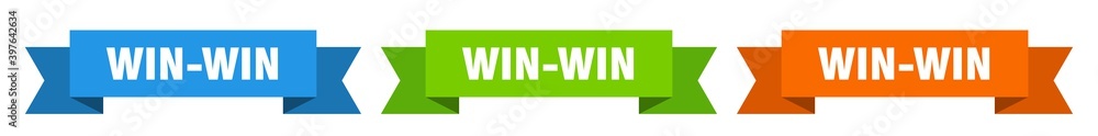 Fototapeta premium win-win ribbon. win-win isolated paper sign. banner