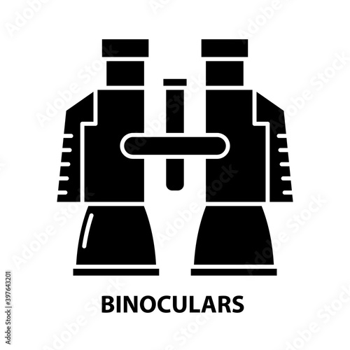 binoculars icon  black vector sign with editable strokes  concept illustration