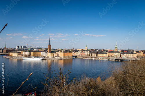 Sweden Stockholm harbour Sea border in spring