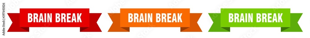 brain break ribbon. brain break isolated paper sign. banner brain break ribbon. brain break isolated paper sign. banner