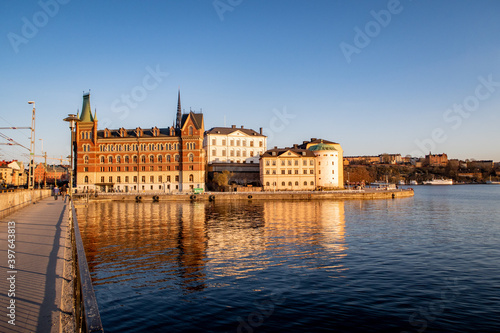 Sweden Stockholm harbour Sea border in spring