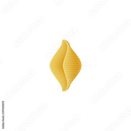 Italian pasta Seashells or Conchiglie. Vector stock illustration isolated on a white background