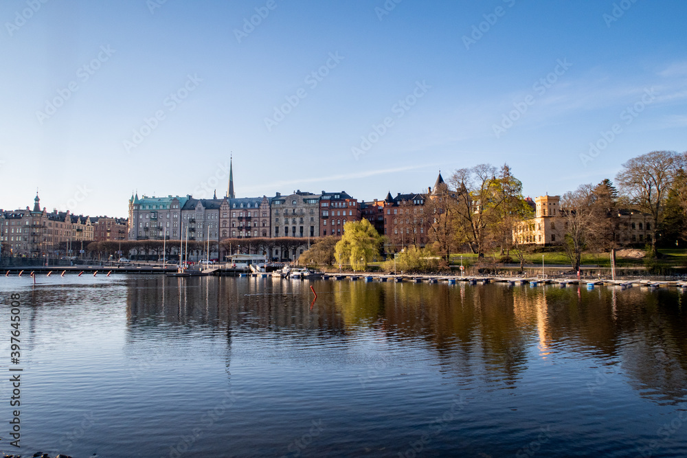Sunny Stockholm Capital of Sweden in Spring streets