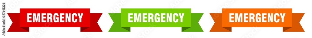 emergency ribbon. emergency isolated paper sign. banner emergency ribbon. emergency isolated paper sign. banner