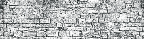 Ancient stone wall texture overlay. Black and white grunge background. Vector EPS10.