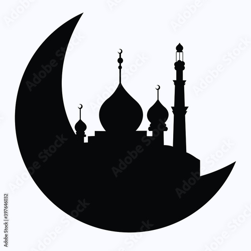 silhouette of mosque in the night