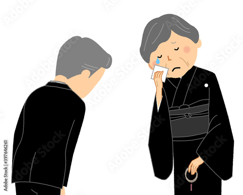 遺族と参列者　おじぎ