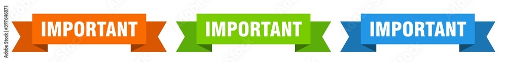 important ribbon. important isolated paper sign. banner important ribbon. important isolated paper sign. banner