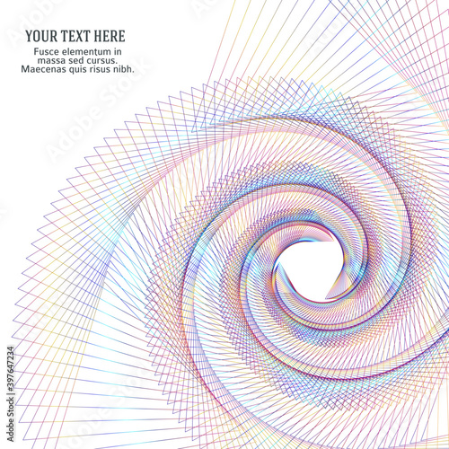 Design elements. Wave of many purple lines circle ring. Abstract vertical wavy stripes on white background isolated