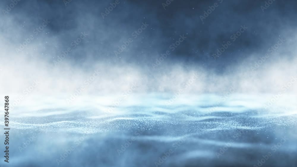 Magic looping foggy sea waves animation. Mysterious smoke and fog effect with wavy copy space loop background.