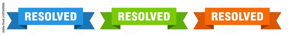 resolved ribbon. resolved isolated paper sign. banner resolved ribbon. resolved isolated paper sign. banner