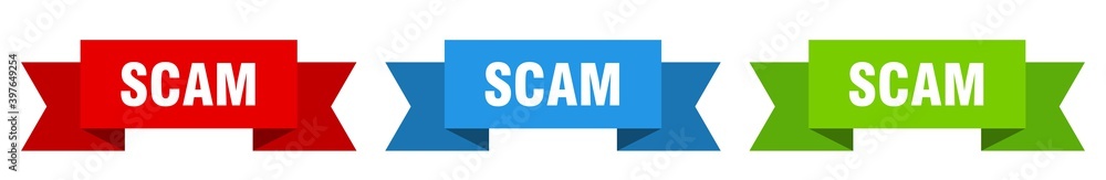 scam ribbon. scam isolated paper sign. banner scam ribbon. scam isolated paper sign. banner