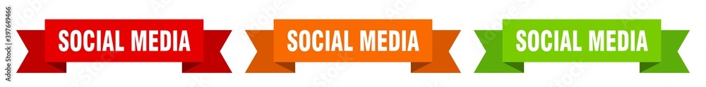 social media ribbon. social media isolated paper sign. banner social media ribbon. social media isolated paper sign. banner
