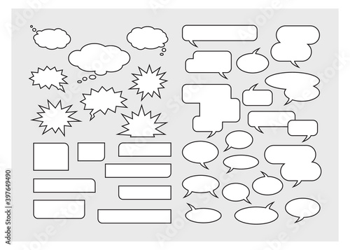 Empty Comic Book Speech Bubbles and grid vector illustation set
