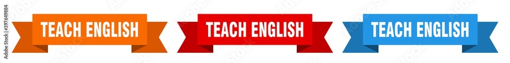 teach english ribbon. teach english isolated paper sign. banner teach english ribbon. teach english isolated paper sign. banner