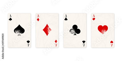Classic four aces on white background.