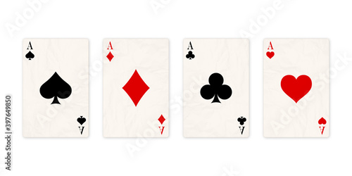 Classic four aces on white background.
